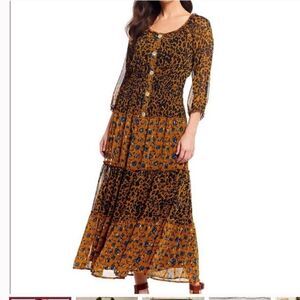 Figueroa floral leopard maxi peasant dress #53